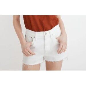 Madewell Women's Shorts Button Fly Relaxed Denim Tile White Cut Off Size 31 NWT